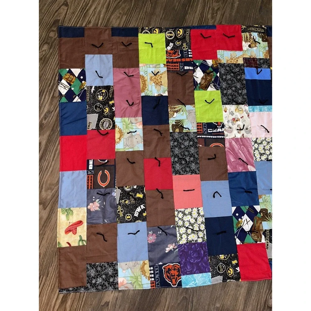 Handmade‎ Hand Quilted Throw / Beach/ Picnic/ Toddler / Crib Quilt 39”x 61” #3